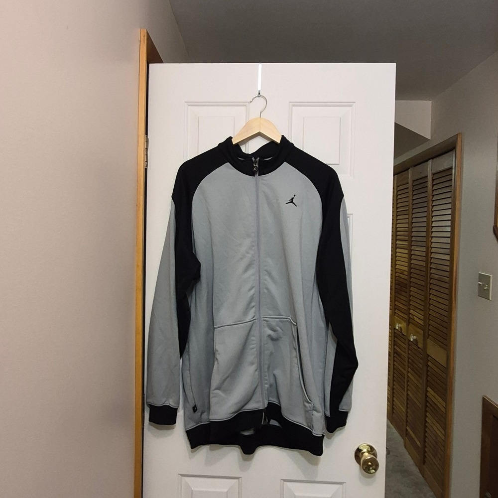 Jordan Mens Track Jacket Gray Black Colorblock Jumpman Full Zip XL Activewear